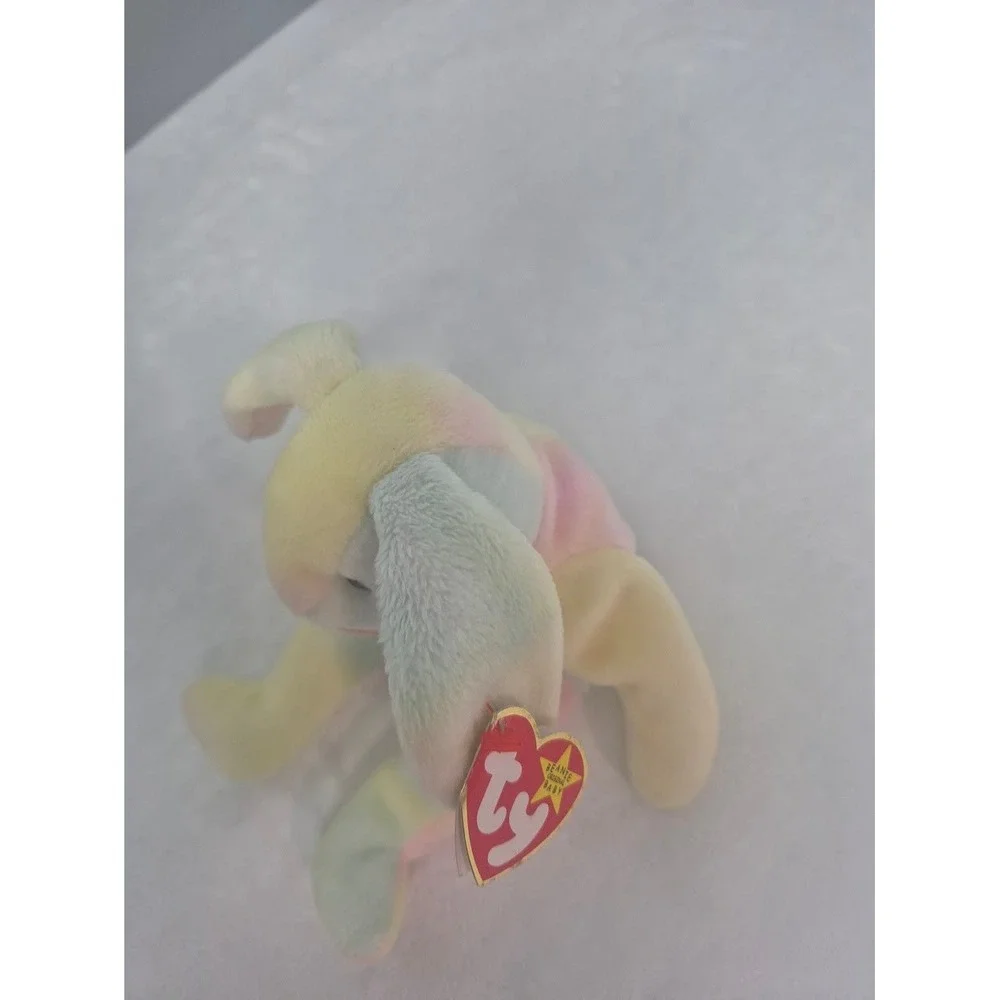 Plush Toy Ty Kids Small Green Hippie Bunny Rabbit Pastel Tie-Dye Beanie Baby